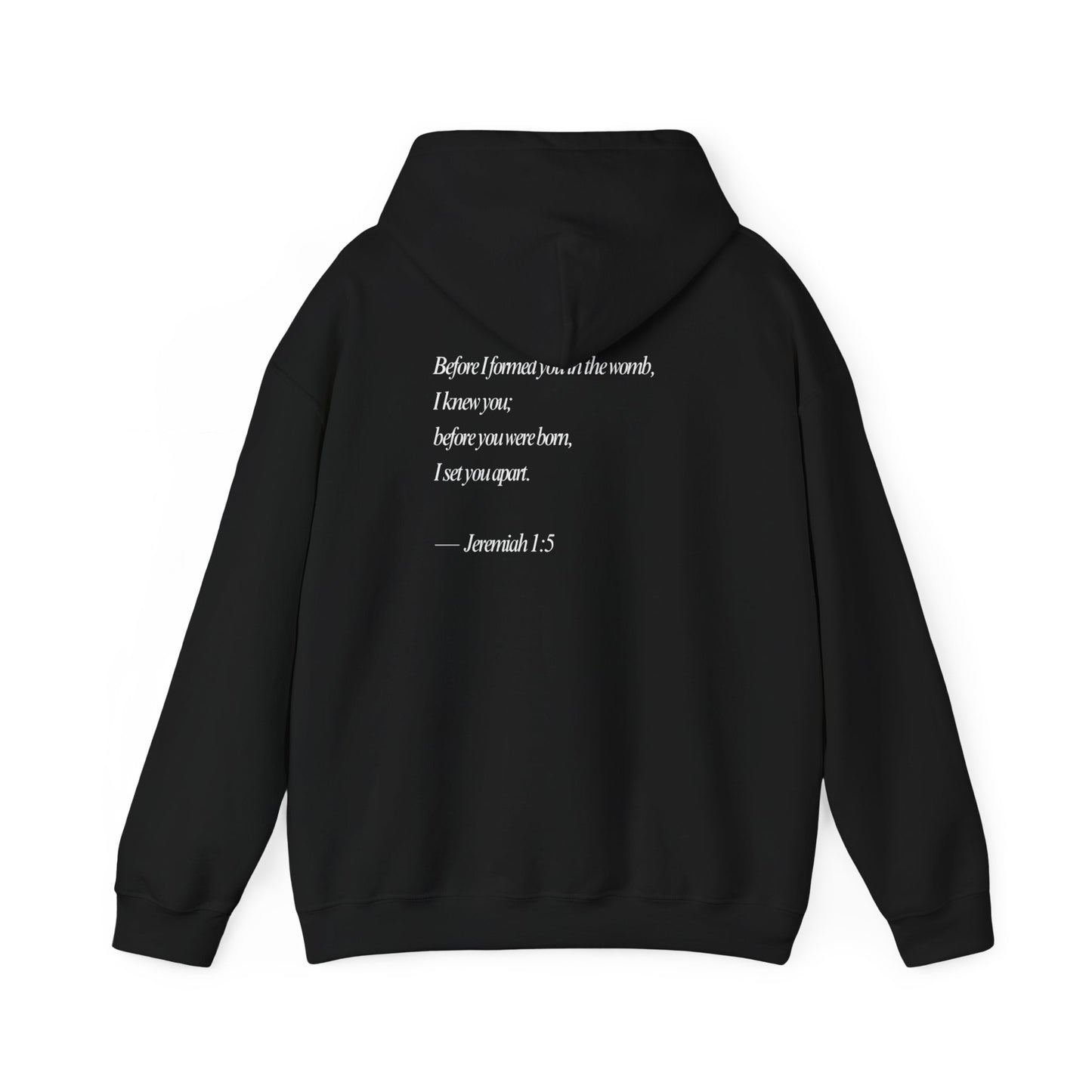 Designed by God Hoodie — Inspirational Christian Scripture Sweatshirt (Jeremiah 1:5)