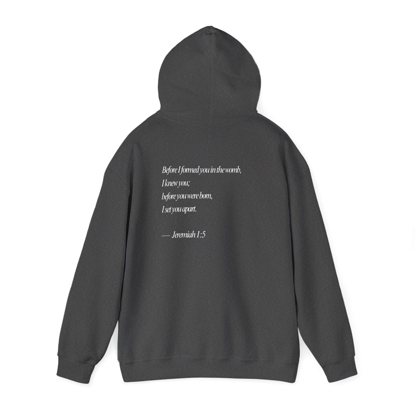 Designed by God Hoodie — Inspirational Christian Scripture Sweatshirt (Jeremiah 1:5)
