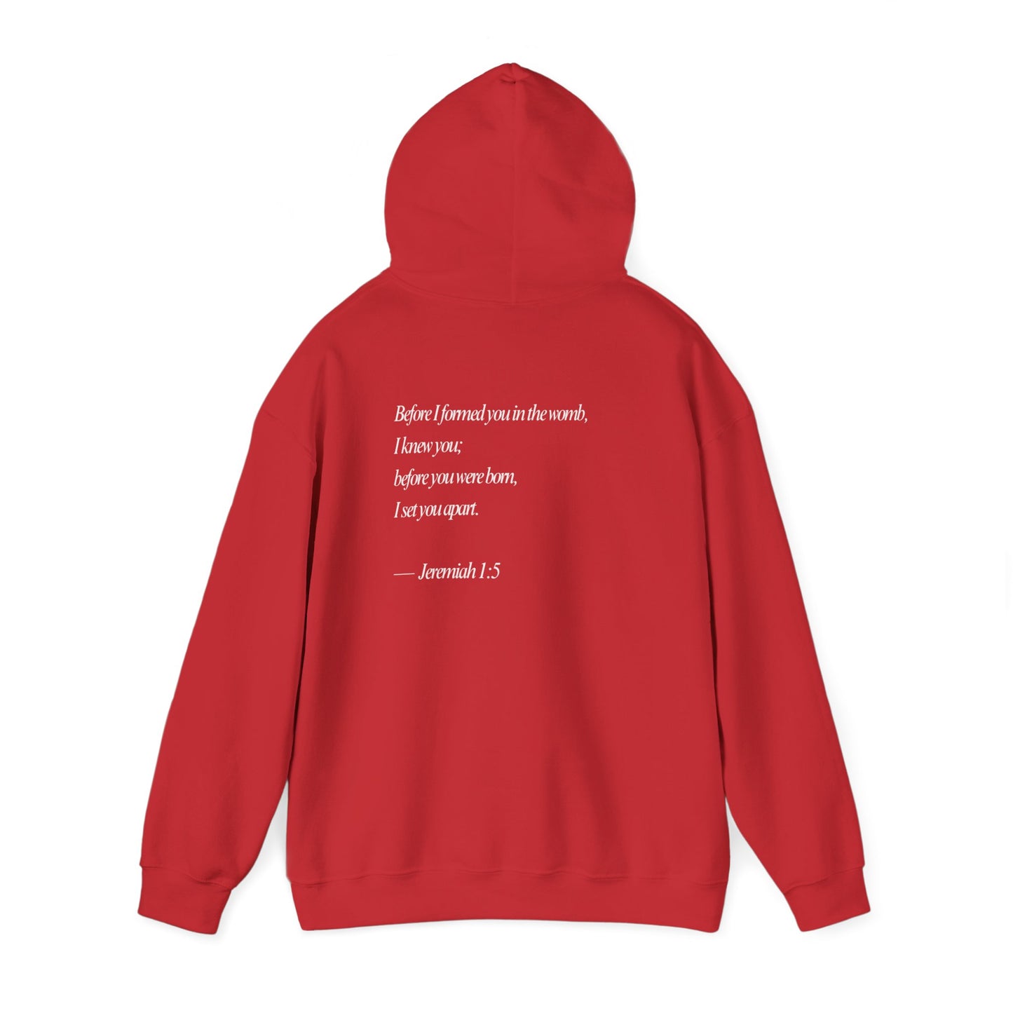 Designed by God Hoodie — Inspirational Christian Scripture Sweatshirt (Jeremiah 1:5)