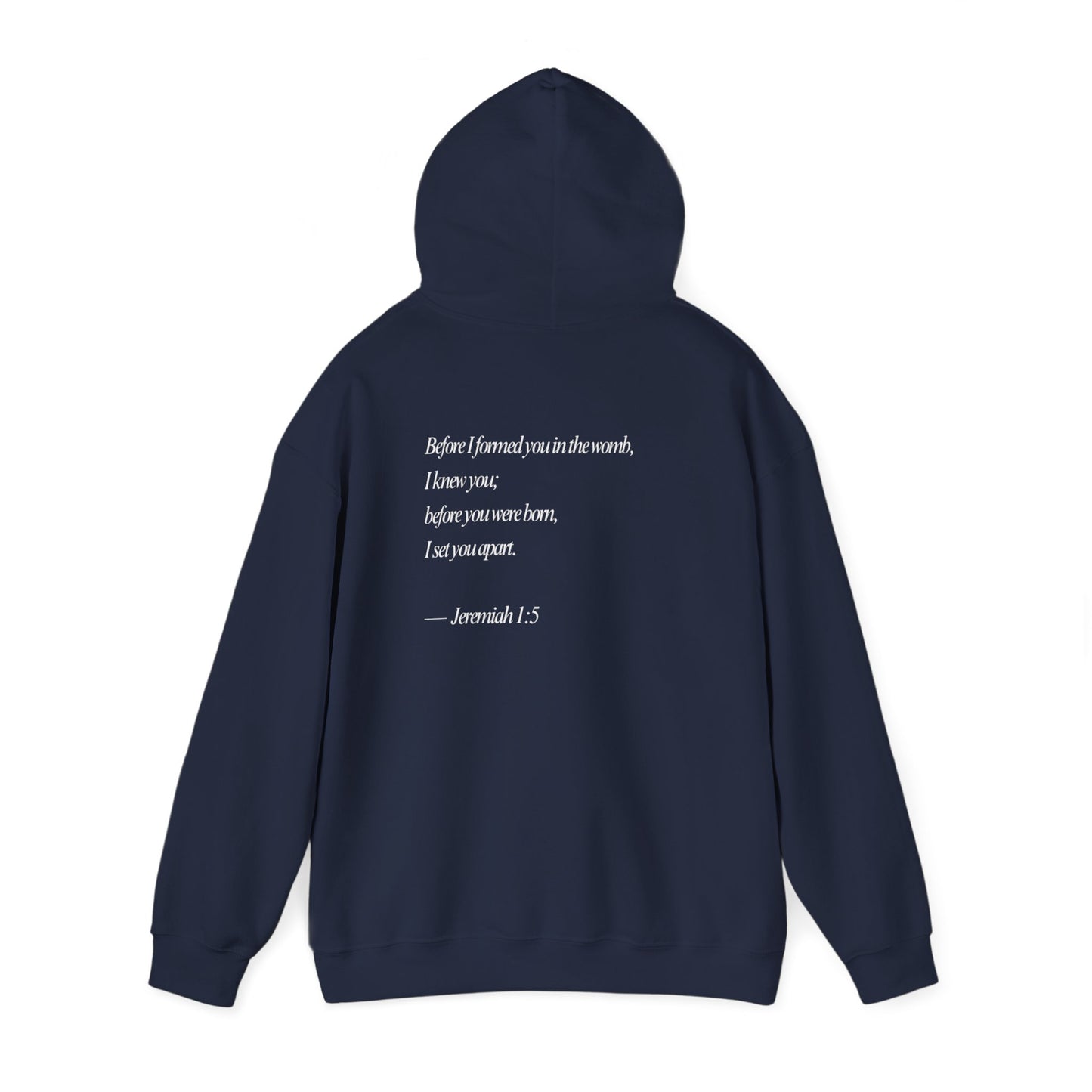 Designed by God Hoodie — Inspirational Christian Scripture Sweatshirt (Jeremiah 1:5)