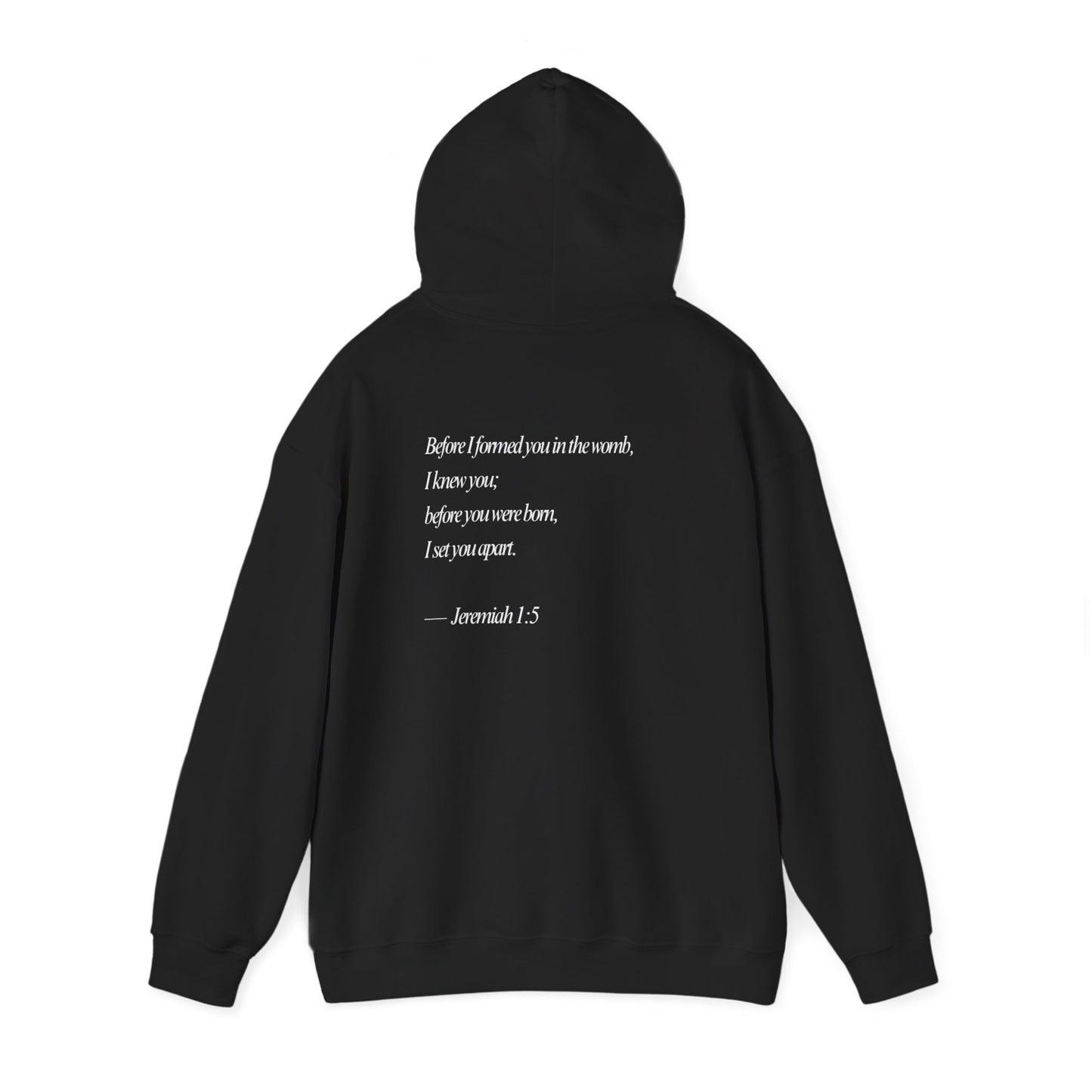 Designed by God Hoodie — Inspirational Christian Scripture Sweatshirt (Jeremiah 1:5)