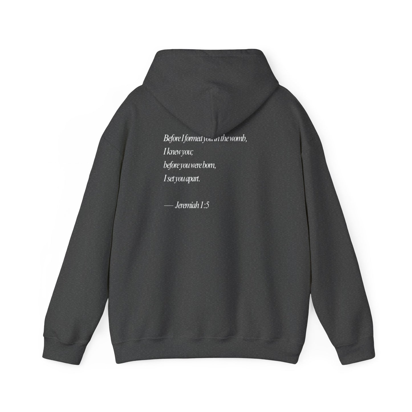 Designed by God Hoodie — Inspirational Christian Scripture Sweatshirt (Jeremiah 1:5)