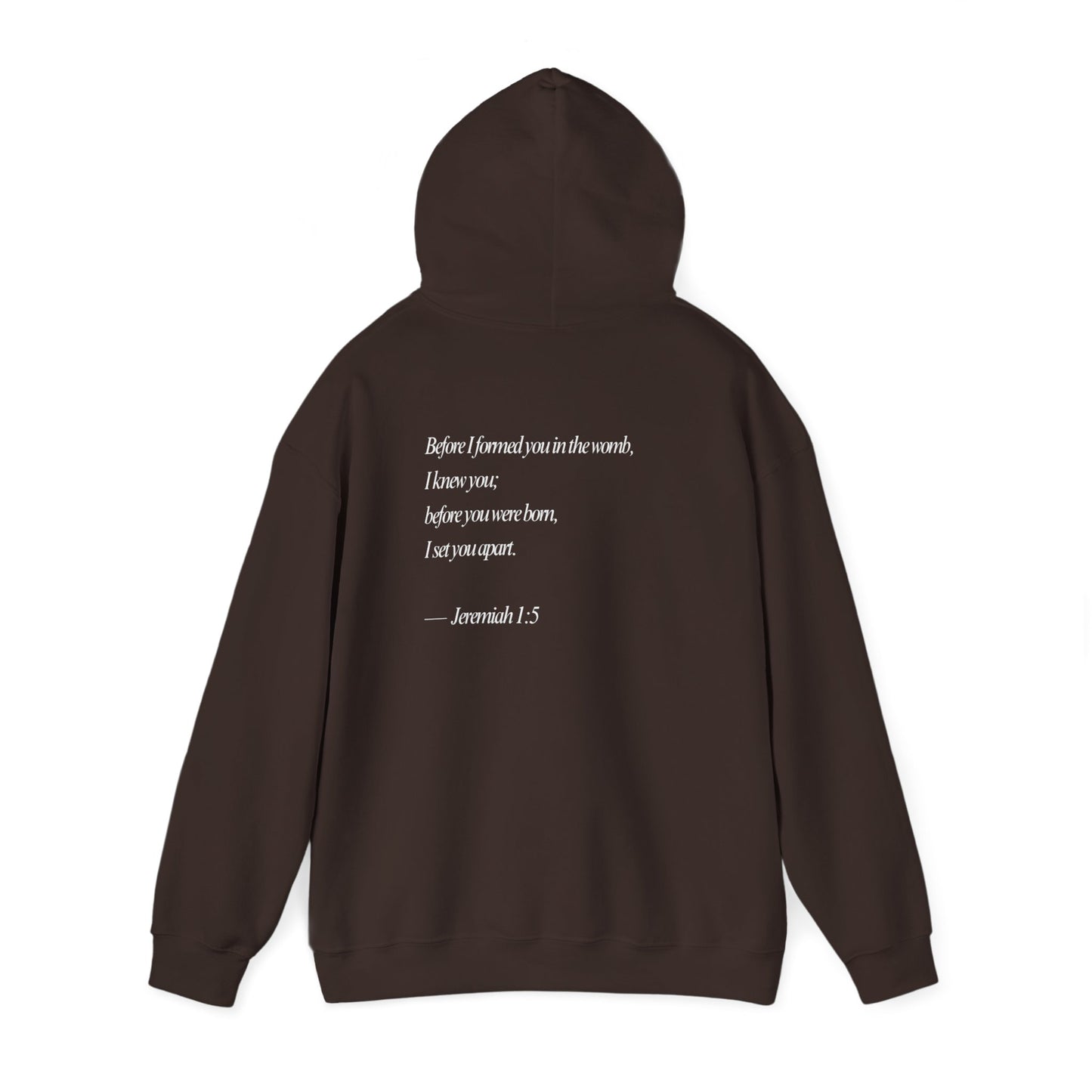 Designed by God Hoodie — Inspirational Christian Scripture Sweatshirt (Jeremiah 1:5)
