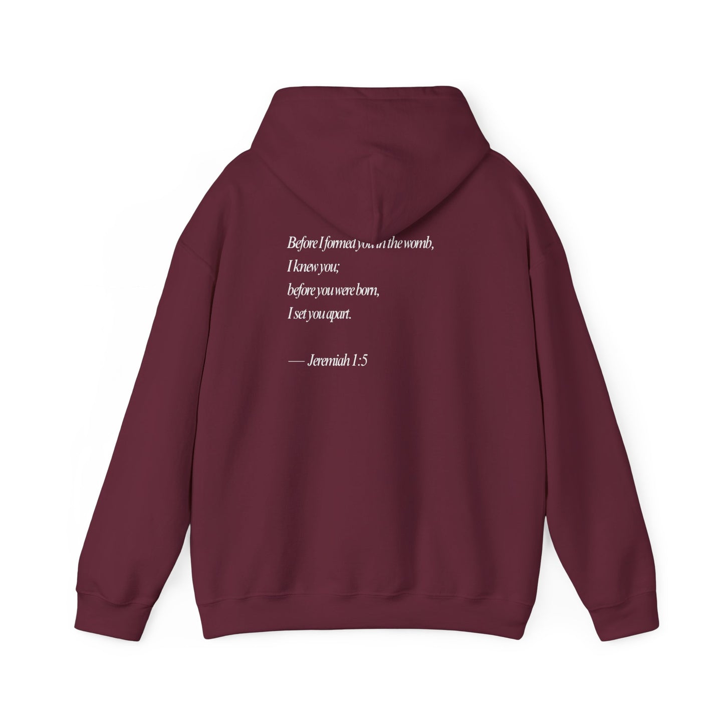 Designed by God Hoodie — Inspirational Christian Scripture Sweatshirt (Jeremiah 1:5)