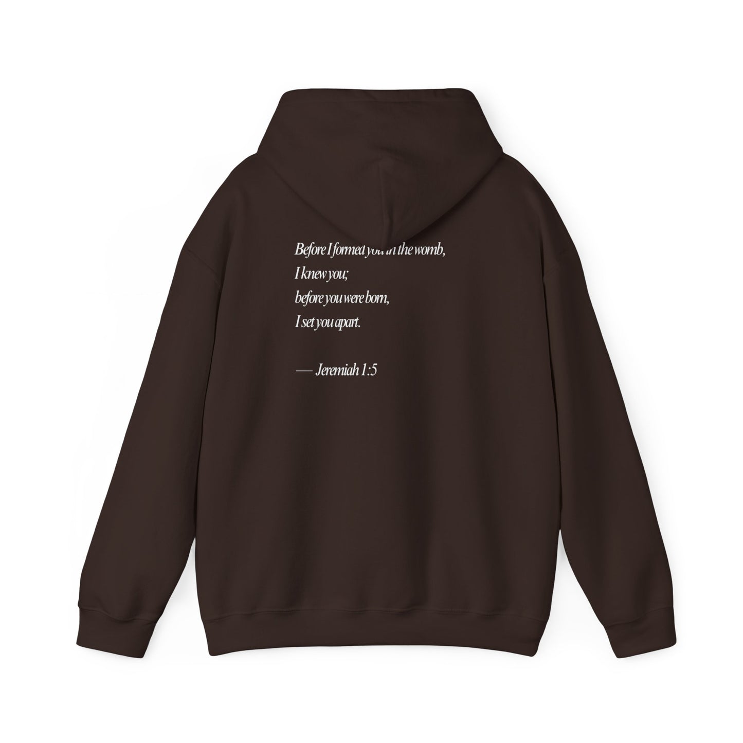 Designed by God Hoodie — Inspirational Christian Scripture Sweatshirt (Jeremiah 1:5)