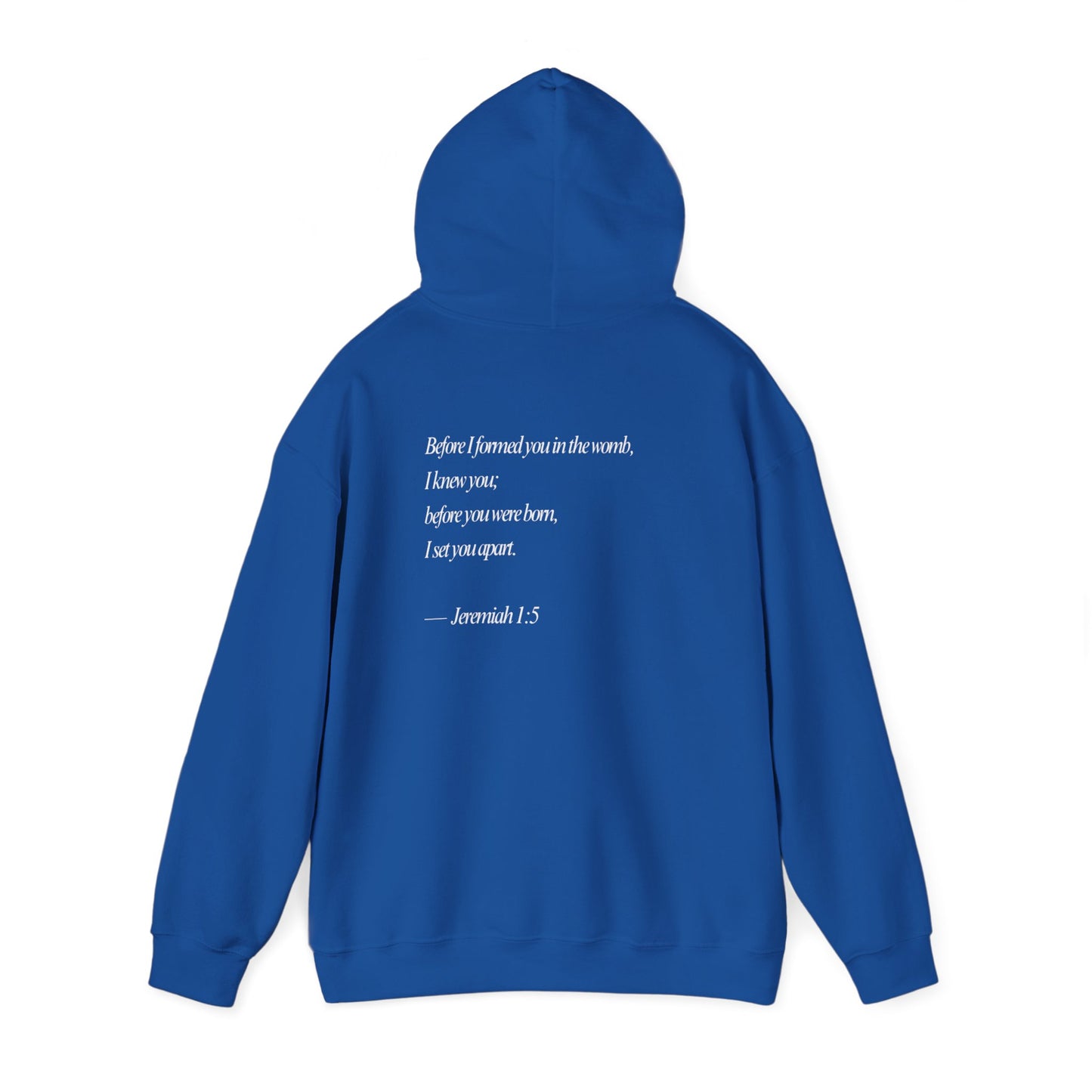 Designed by God Hoodie — Inspirational Christian Scripture Sweatshirt (Jeremiah 1:5)