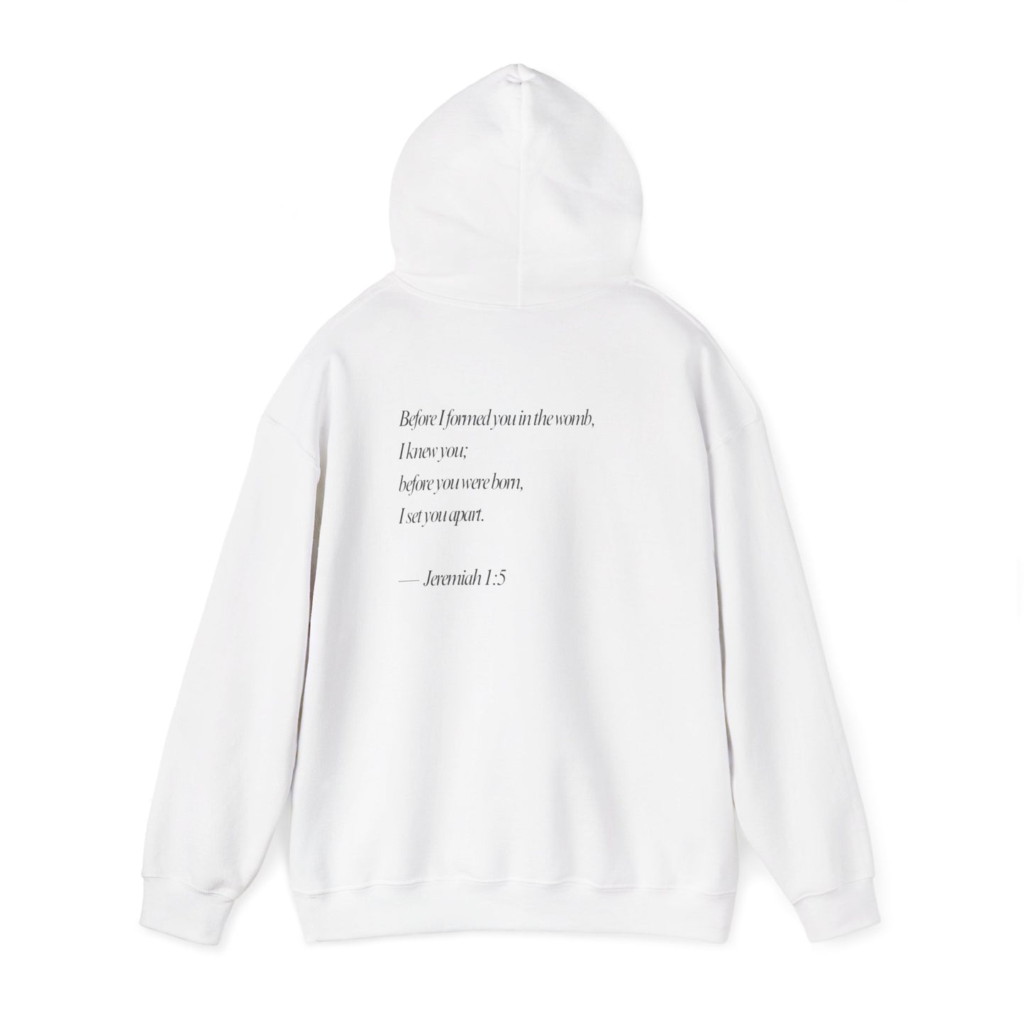 Designed by God Hoodie — Inspirational Christian Scripture Sweatshirt (Jeremiah 1:5)