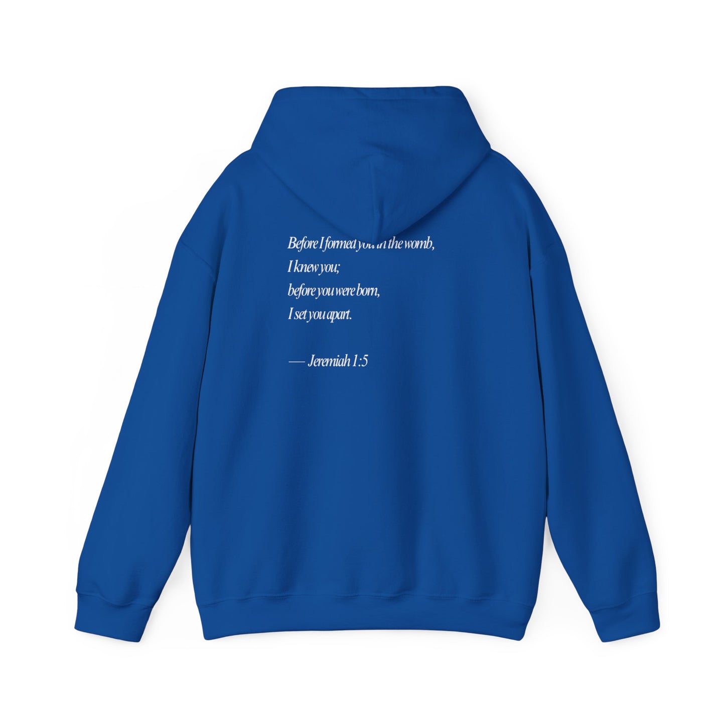Designed by God Hoodie — Inspirational Christian Scripture Sweatshirt (Jeremiah 1:5)
