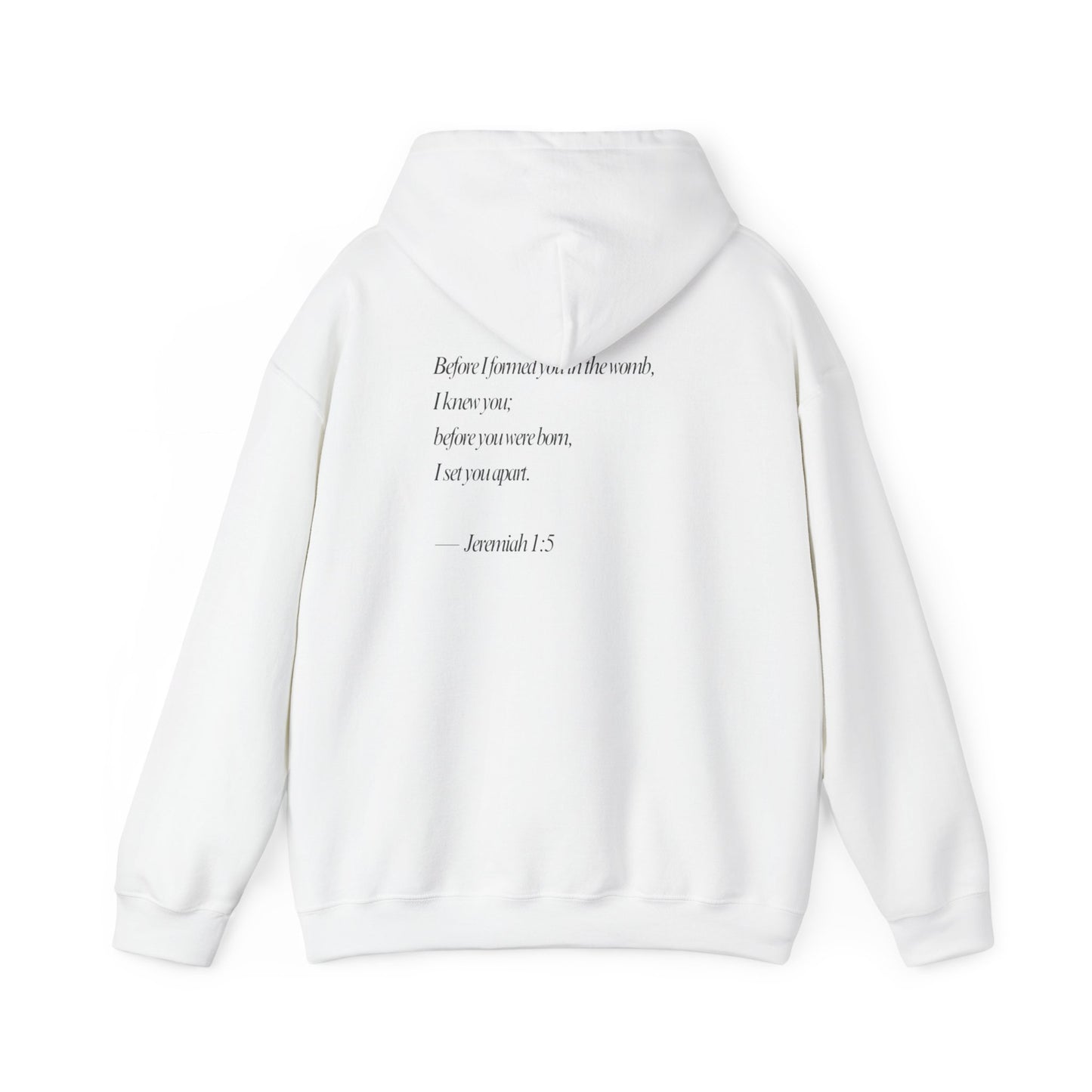 Designed by God Hoodie — Inspirational Christian Scripture Sweatshirt (Jeremiah 1:5)