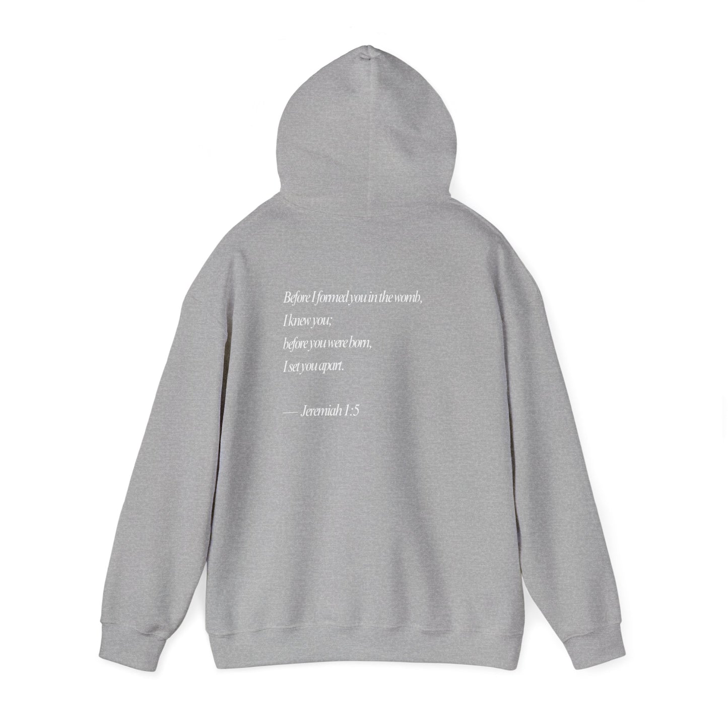 Designed by God Hoodie — Inspirational Christian Scripture Sweatshirt (Jeremiah 1:5)