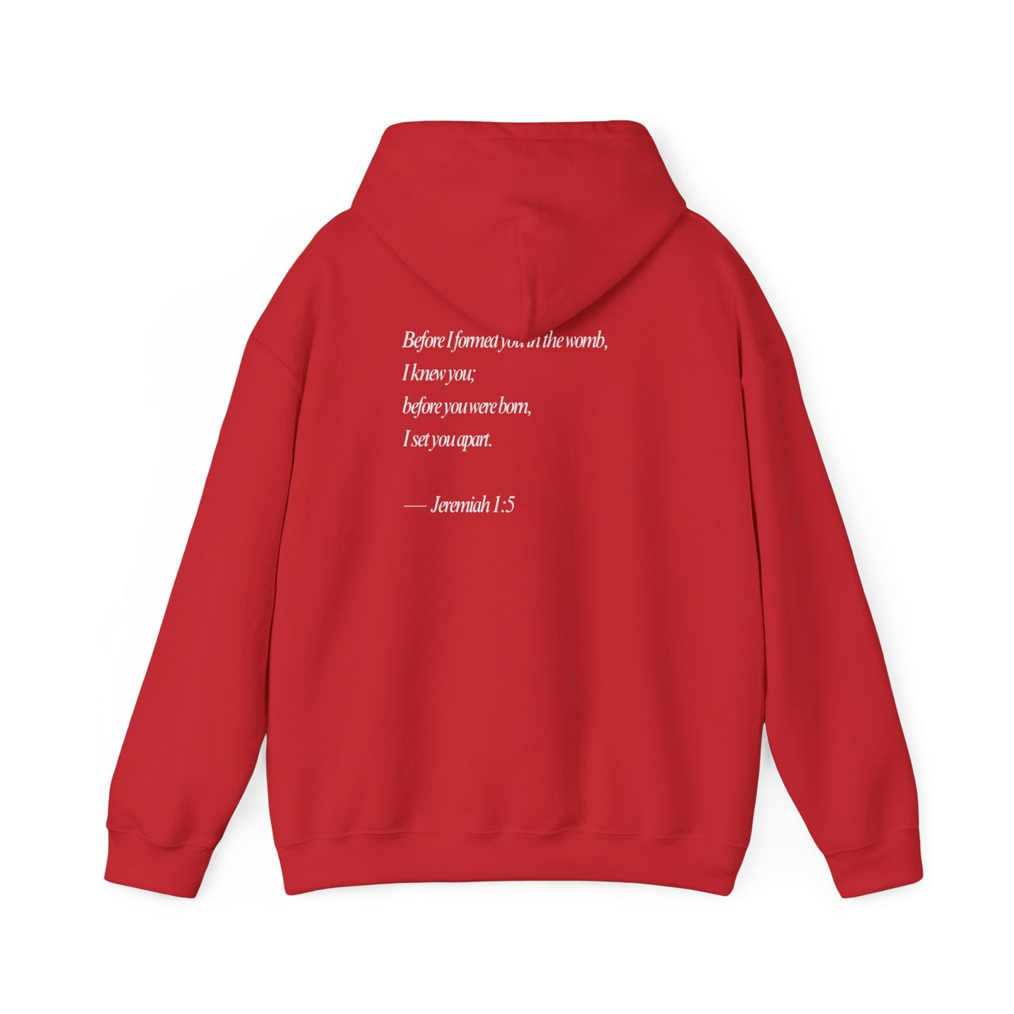 Designed by God Hoodie — Inspirational Christian Scripture Sweatshirt (Jeremiah 1:5)