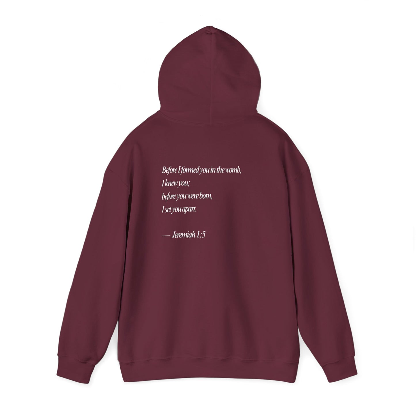 Designed by God Hoodie — Inspirational Christian Scripture Sweatshirt (Jeremiah 1:5)